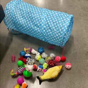 Polka Dot Play Tunnel and Toy Set for Kids